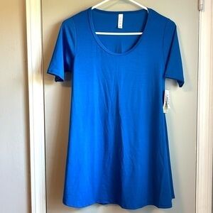 NEW LuLaRoe Solid Blue Perfect Fit Flare Women’s Polyester Tee Sz XXS